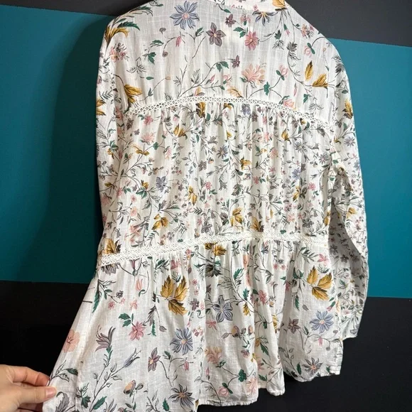 Floral Print Women's Top Ginevra Lace Babydoll Blouse 100% cotton - Picture 11 of 14